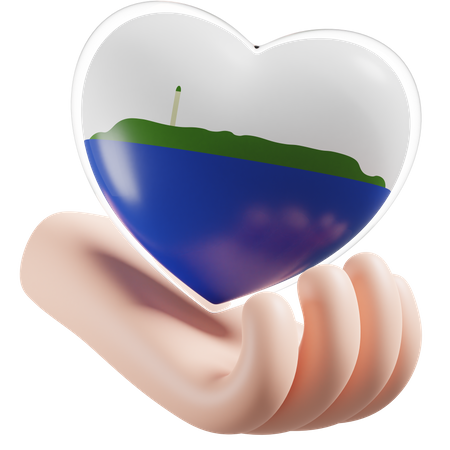 Bandeira de cuidados com as mãos e o coração da Ilha Navassa  3D Icon