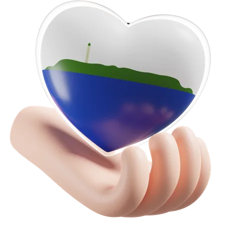 Bandeira de cuidados com as mãos e o coração da Ilha Navassa  3D Icon
