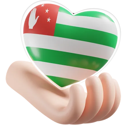 Bandeira de cuidados com as mãos e o coração da República da Abkhazia  3D Icon