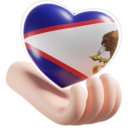 Coração cuidados com as mãos bandeira da samoa americana  3D Icon