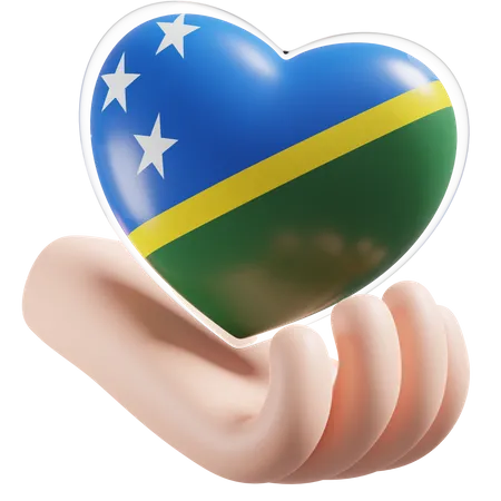 Bandeira das Ilhas Salomão para cuidados com as mãos e o coração  3D Icon