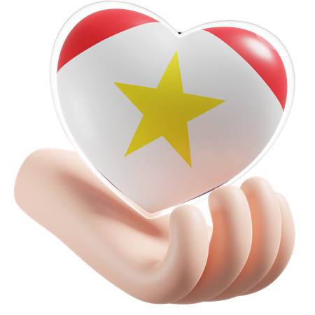 Bandeira de cuidados com as mãos e coração de Saba  3D Icon