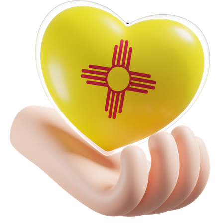 Bandeira de cuidados com as mãos e o coração do Novo México  3D Icon