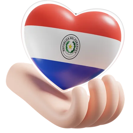 Bandeira do cuidado das mãos do coração do Paraguai  3D Icon