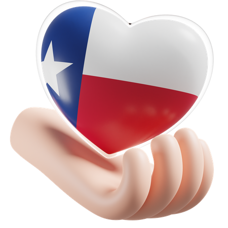 Bandeira de cuidados com as mãos e coração do Texas  3D Icon