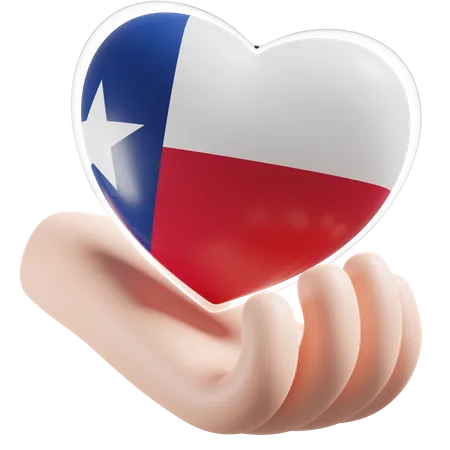 Bandeira de cuidados com as mãos e coração do Texas  3D Icon