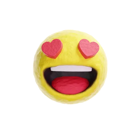 Emoji de olhos de coração  3D Logo