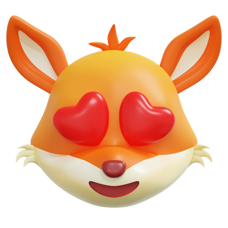 Coração olhos rosto emoticon de raposa  3D Icon