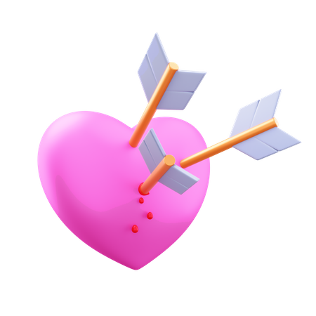 Coração perfurado  3D Illustration