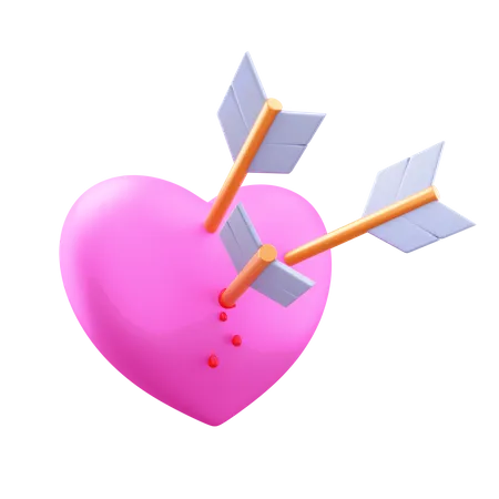 Coração perfurado  3D Illustration
