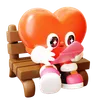 Personagem de coração lendo carta de amor