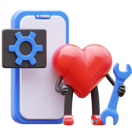Aplicativo móvel de manutenção de caracteres cardíacos  3D Icon