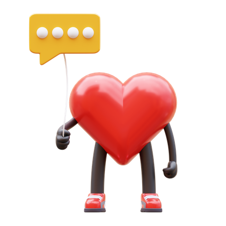 Balão de comunicação para segurar personagem de coração  3D Icon
