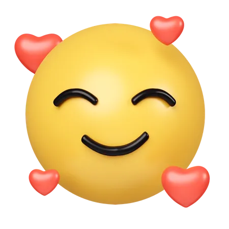 Emoji De Corazon 3 D Sonrisa Facial Para Chat De Amor Diseno De Mensajes Simbolo De Ojos De Humor Feliz Icono Aislado Sobre Fondo Gris Ilustracion De Representacion 3 D Trazado De Recorte 3D Icon