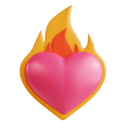 Corazón ardiente  3D Icon