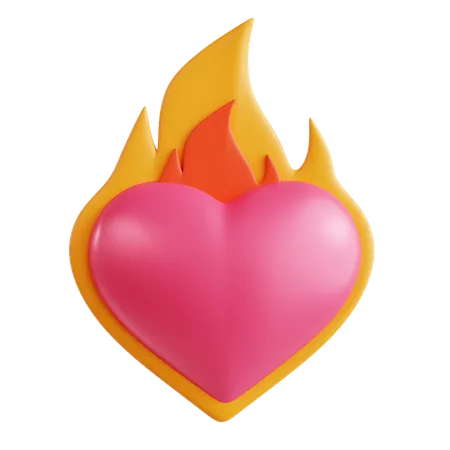 Corazón ardiente  3D Icon