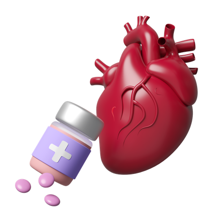 Corazón con frasco de medicina  3D Icon