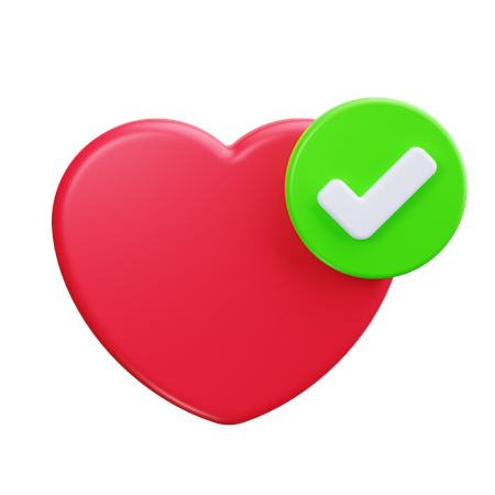 Corazón con marca de verificación  3D Icon