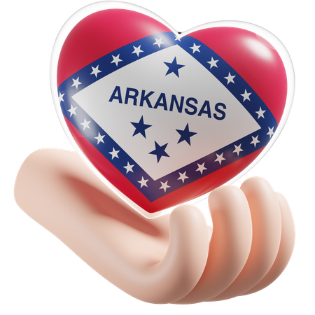 Corazón Cuidado De Las Manos Bandera De Arkansas  3D Icon