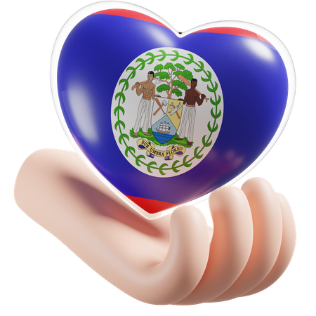 Corazón Cuidado De Las Manos Bandera De Belice  3D Icon