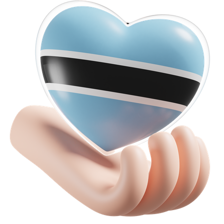 Corazón Cuidado De Las Manos Bandera De Botswana  3D Icon