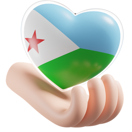 Corazón Cuidado De Las Manos Bandera De Yibuti  3D Icon