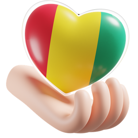 Corazón Cuidado De Las Manos Bandera De Guinea  3D Icon