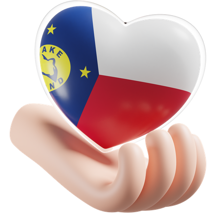 Corazón Cuidado De Las Manos Bandera De La Isla Wake  3D Icon