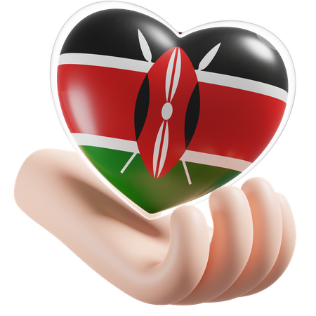 Corazón Cuidado De Las Manos Bandera De Kenia  3D Icon
