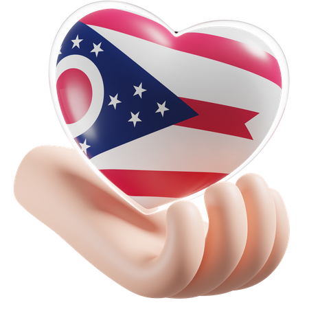 Corazón Cuidado De Las Manos Bandera De Ohio  3D Icon