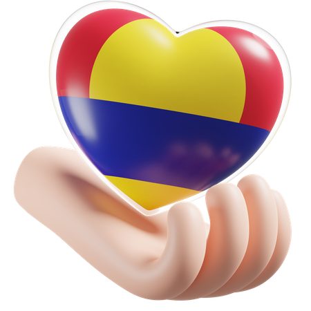 Corazón Cuidado De Las Manos Bandera Del Atolón De Palmira  3D Icon