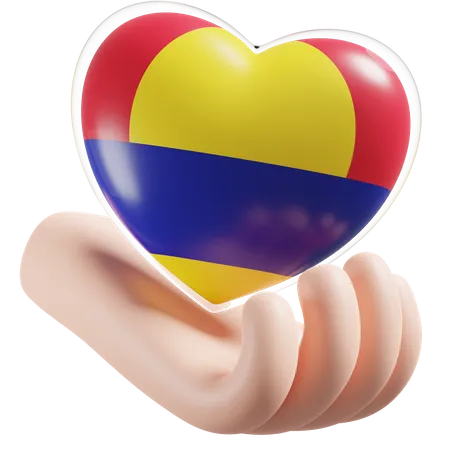 Corazón Cuidado De Las Manos Bandera Del Atolón De Palmira  3D Icon