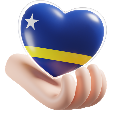 Corazón Cuidado De Las Manos Bandera De Curazao  3D Icon