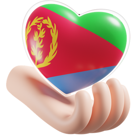 Corazón Cuidado De Las Manos Bandera De Eritrea  3D Icon