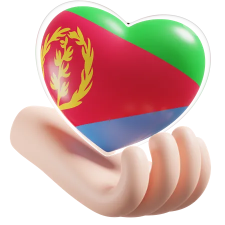 Corazón Cuidado De Las Manos Bandera De Eritrea  3D Icon