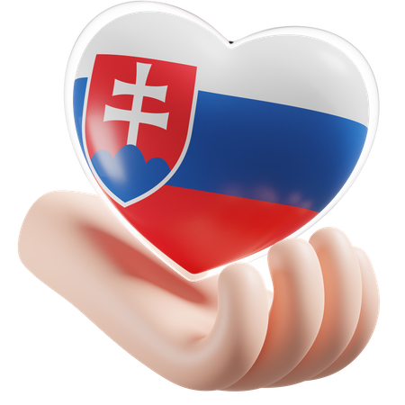 Corazón Cuidado De Las Manos Bandera De Eslovaquia  3D Icon