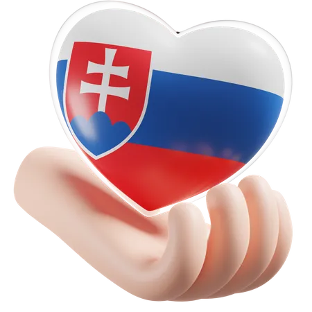 Corazón Cuidado De Las Manos Bandera De Eslovaquia  3D Icon