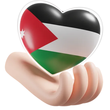 Corazón Cuidado De Las Manos Bandera De Jordania  3D Icon
