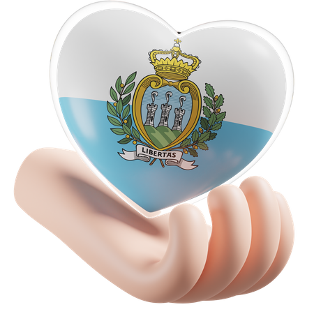 Corazón Cuidado De Las Manos Bandera De San Marino  3D Icon