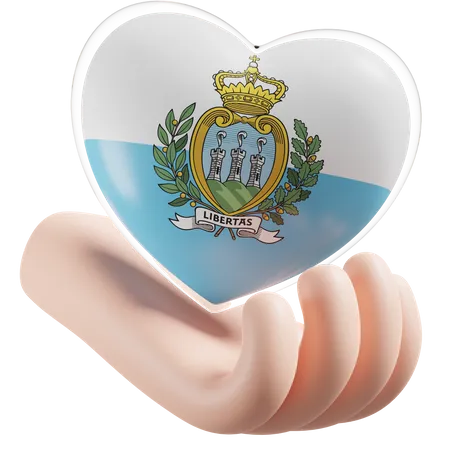 Corazón Cuidado De Las Manos Bandera De San Marino  3D Icon