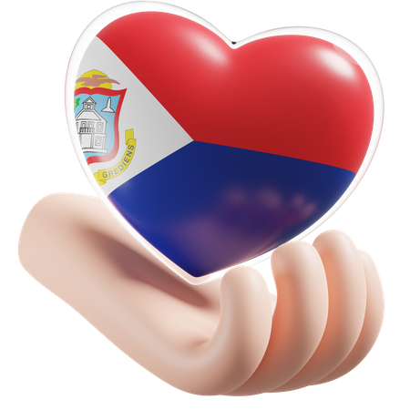 Corazón Cuidado De Las Manos Bandera De Sint Maarten  3D Icon