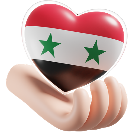 Corazón Cuidado De Las Manos Bandera De Siria  3D Icon