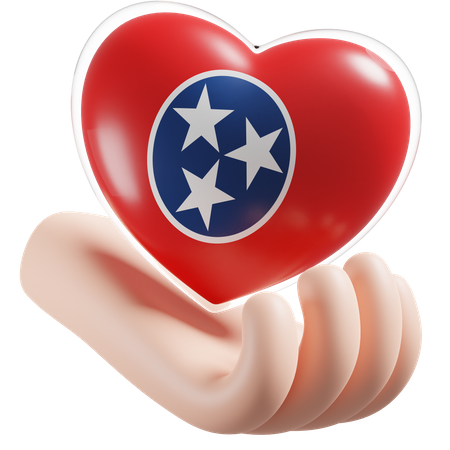 Corazón Cuidado De Las Manos Bandera De Tennessee  3D Icon