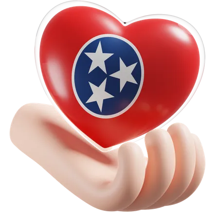 Corazón Cuidado De Las Manos Bandera De Tennessee  3D Icon