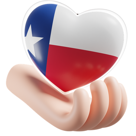 Corazón Cuidado De Las Manos Bandera De Texas  3D Icon