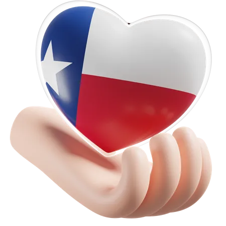 Corazón Cuidado De Las Manos Bandera De Texas  3D Icon