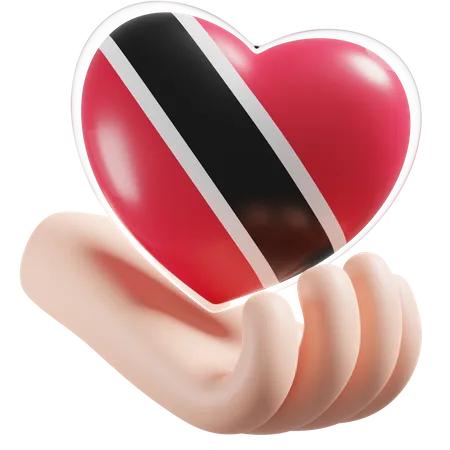 Corazón, cuidado de las manos, bandera de trinidad y tobago  3D Icon