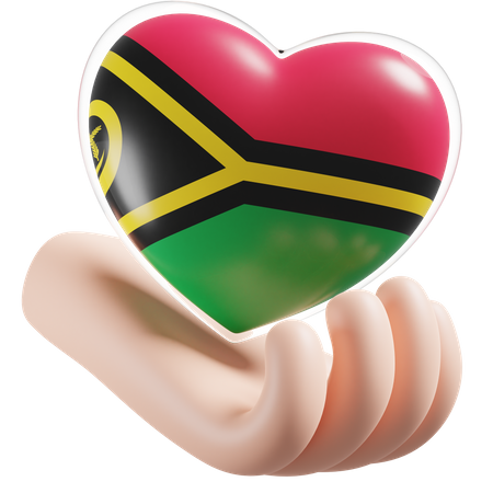 Corazón Cuidado De Las Manos Bandera De Vanuatu  3D Icon