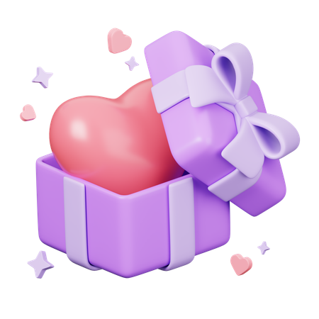 Corazón en caja de regalo  3D Icon