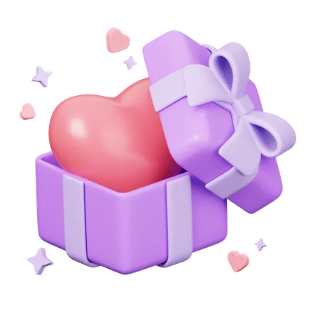 Corazón en caja de regalo  3D Icon